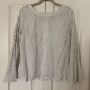 LOFT Bell Sleeve Striped Blouse